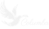 Logo blanc pâle représentant une colombe ailée et l'inscription « Mies Columba » sur fond clair.