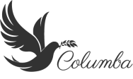Logo d'un oiseau noir avec le mot « Columba » en écriture cursive