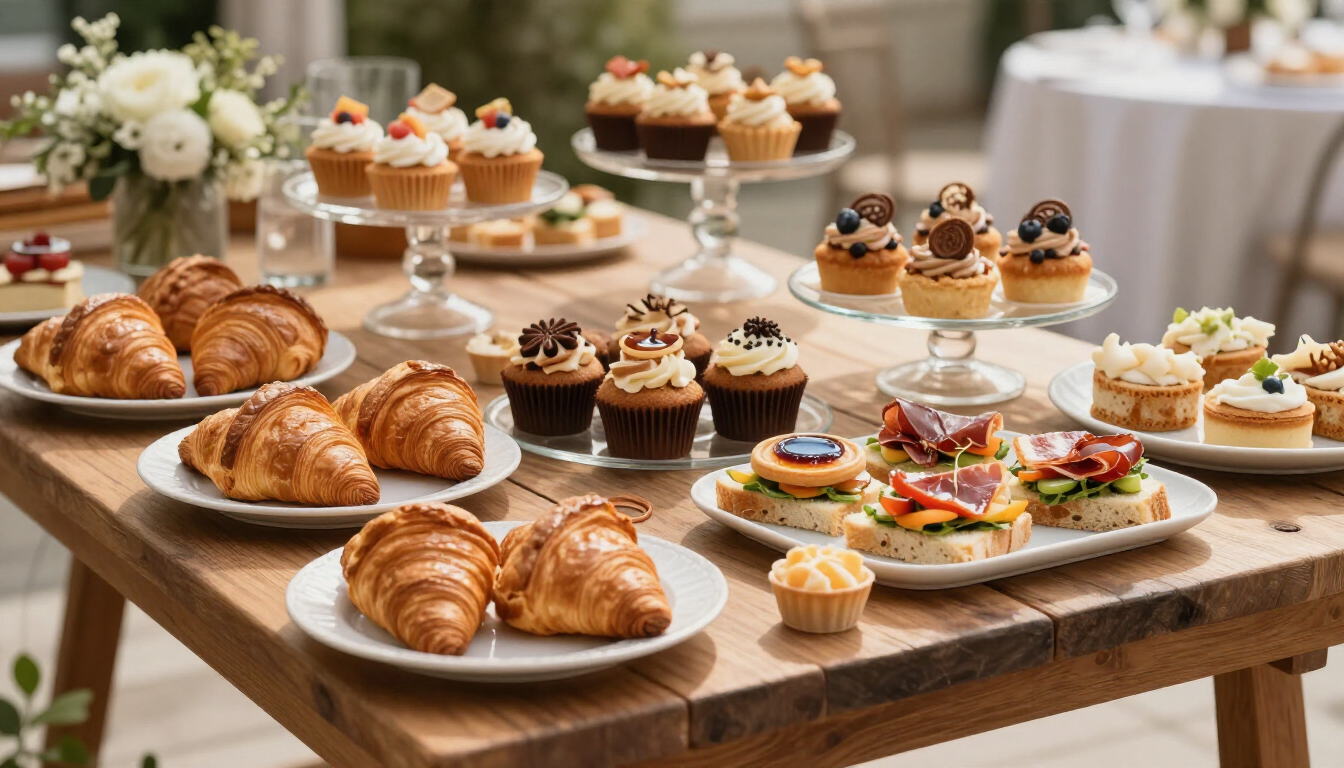 Buffet traiteur boulangerie à Lézignan-Corbières avec viennoiseries et pains artisanaux.