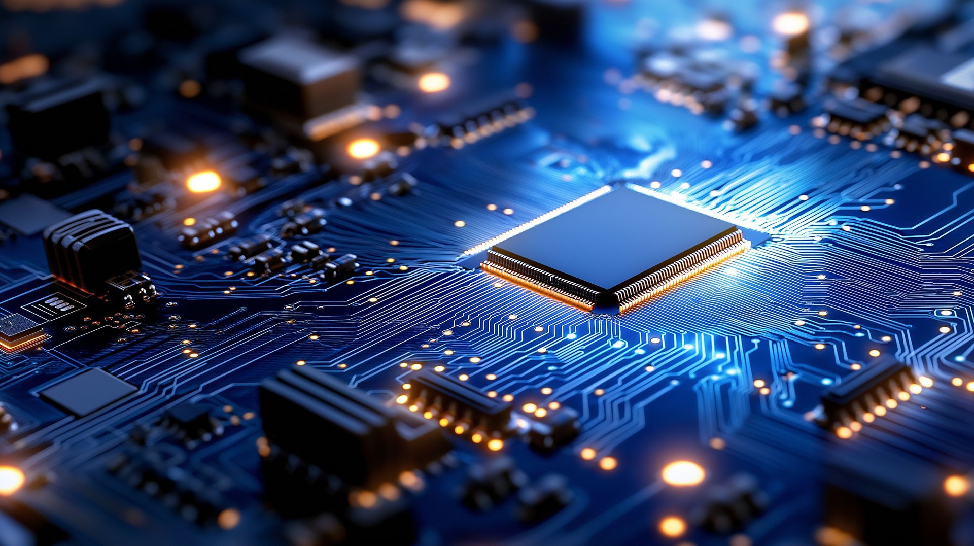 Eine Nahaufnahme eines Computerchips auf einer Hauptplatine.