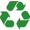 Un símbolo de reciclaje verde con tres flechas sobre un fondo blanco.