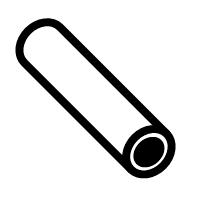 Um ícone preto e branco de um cano de metal com um furo no meio.