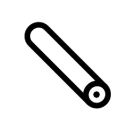 Um ícone preto e branco de um alfinete de segurança em um fundo branco.