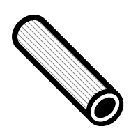 Um desenho em preto e branco de um cano de metal com um furo no meio.