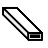 Um desenho em preto e branco de um objeto retangular em um fundo branco.