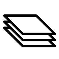 Uma pilha de três quadrados empilhados um em cima do outro em um fundo branco.