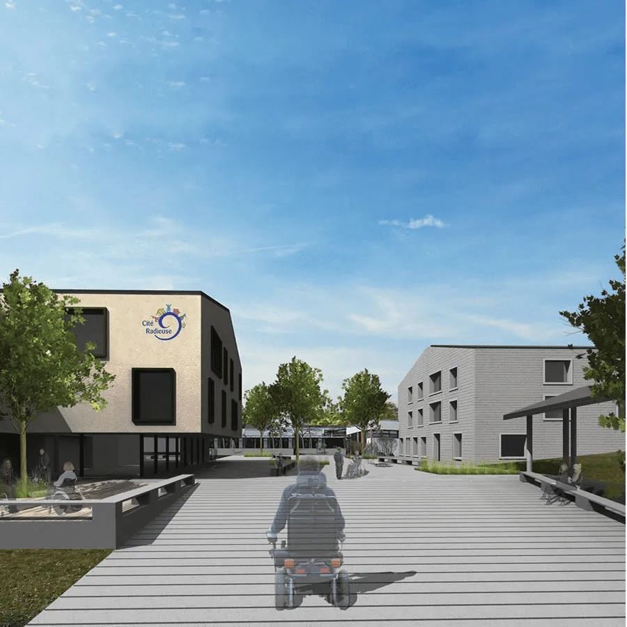 Une impression d'artiste d'un bâtiment avec la lettre g dessus