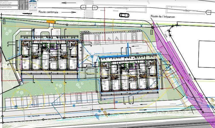 C'est un dessin d'un bâtiment avec beaucoup de fenêtres.