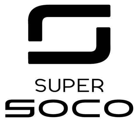 Ein schwarz-weißes Logo für ein Unternehmen namens Super Soco.