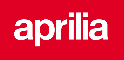 Das Aprilia-Logo ist weiß auf rotem Hintergrund.