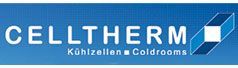 Das Celltherm-Logo ist blau und weiß auf blauem Hintergrund.