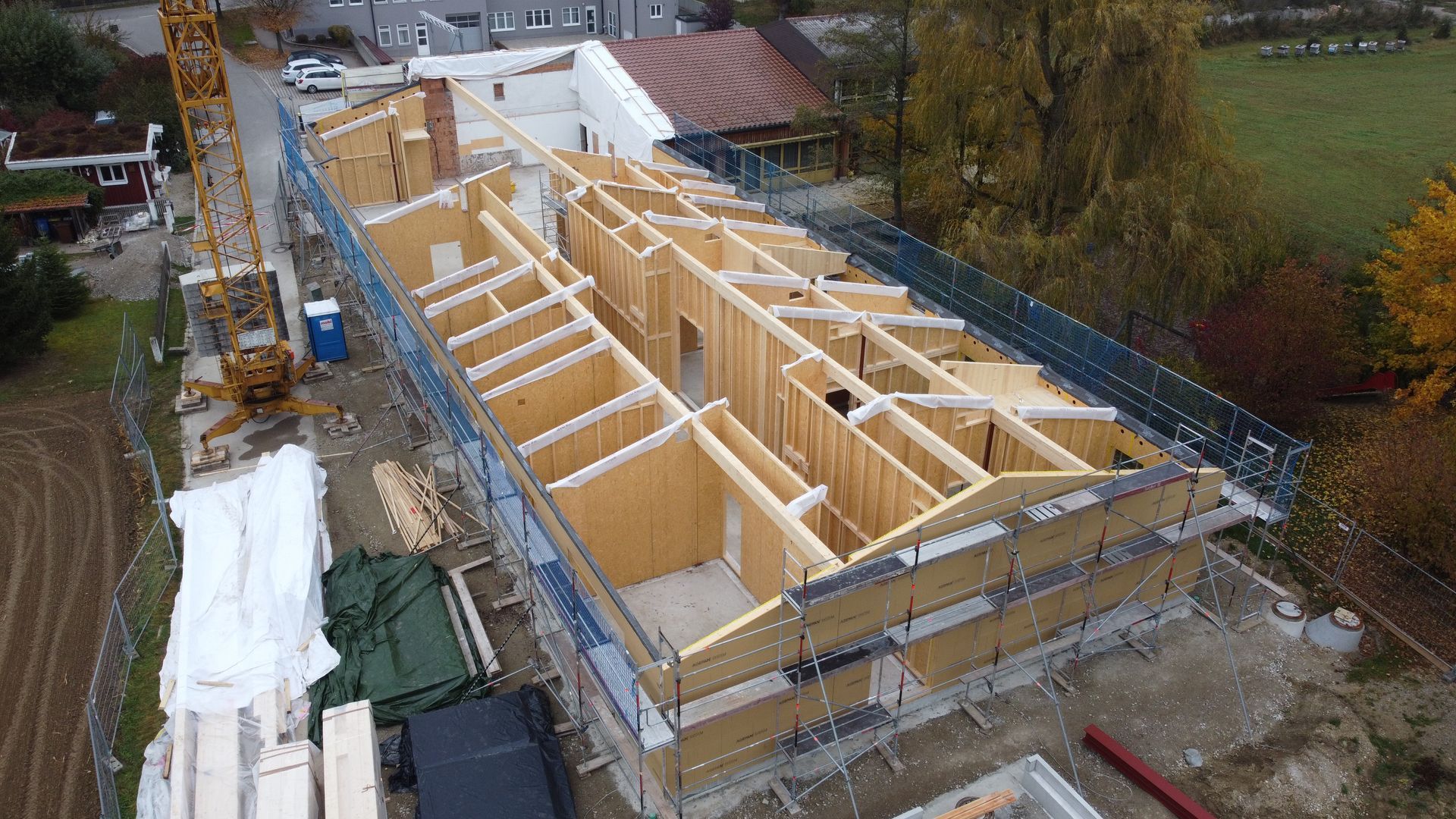 Aufnahme von einem kompletten Haus im Aufbau