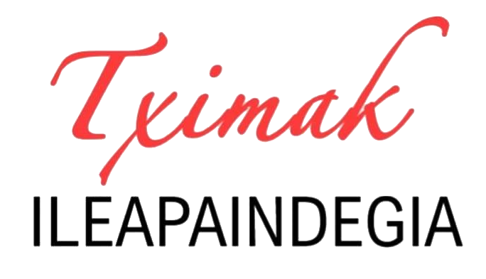 Escritura roja "Tximak" sobre negro "PELUQUERO".