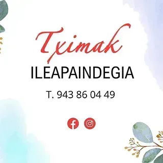 Logotipo de la peluquería Tximak. Texto en cursiva roja: 