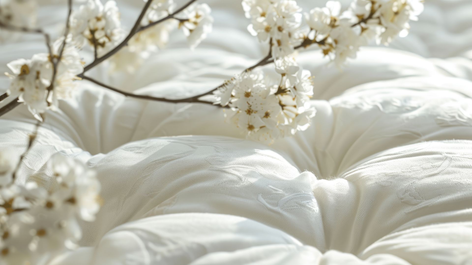Matelas à ressorts avec une branche de fleurs de cerisier