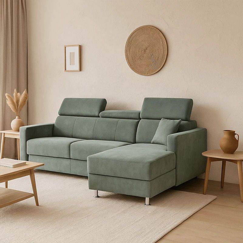 Canapé d'angle vert dans un salon