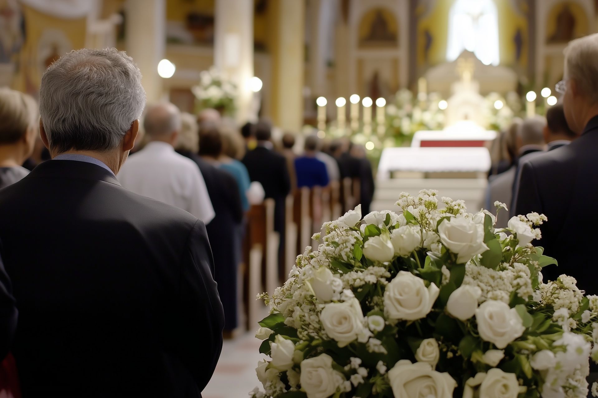 Fleurs à l'intérieur de l'église