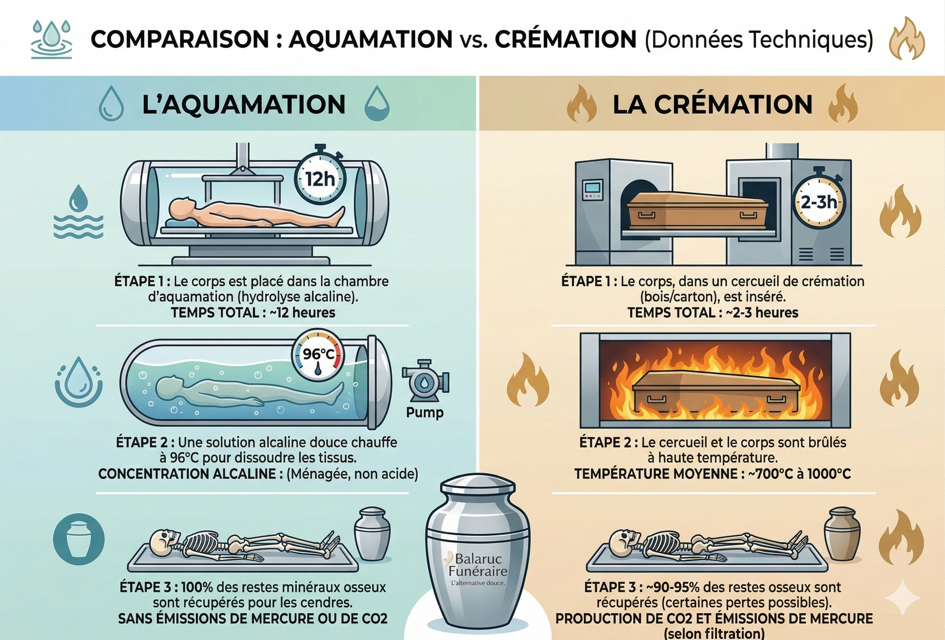 Comparatif  Crémation vs Aquamation