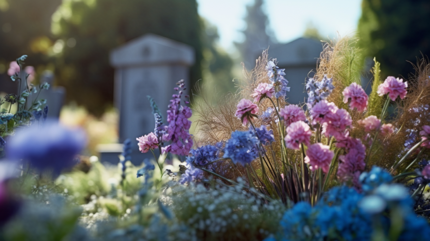 De belles fleurs dans un cimetière