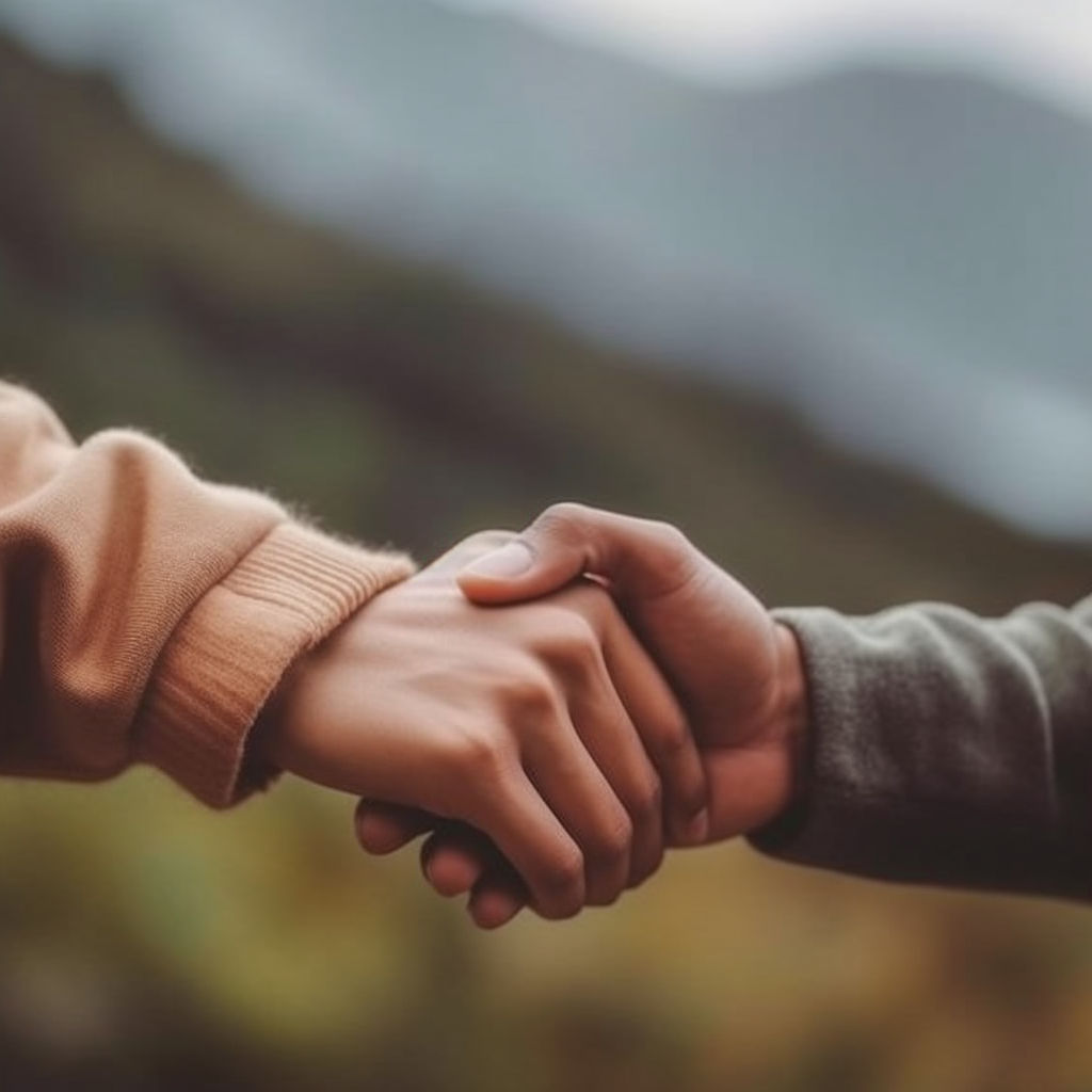 Un homme tient la main d'une femme en signe de réconfort