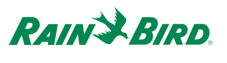 El logo de Rain Bird es verde y tiene un pájaro encima.
