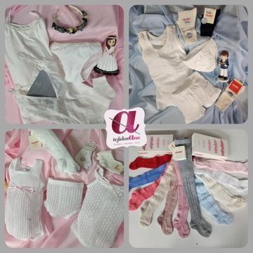 Un collage de ropa de bebé con la letra a en el medio.