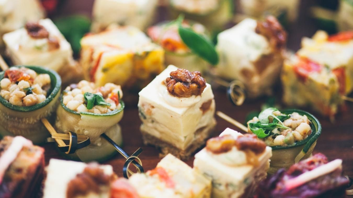 There are many different types of food on the table.