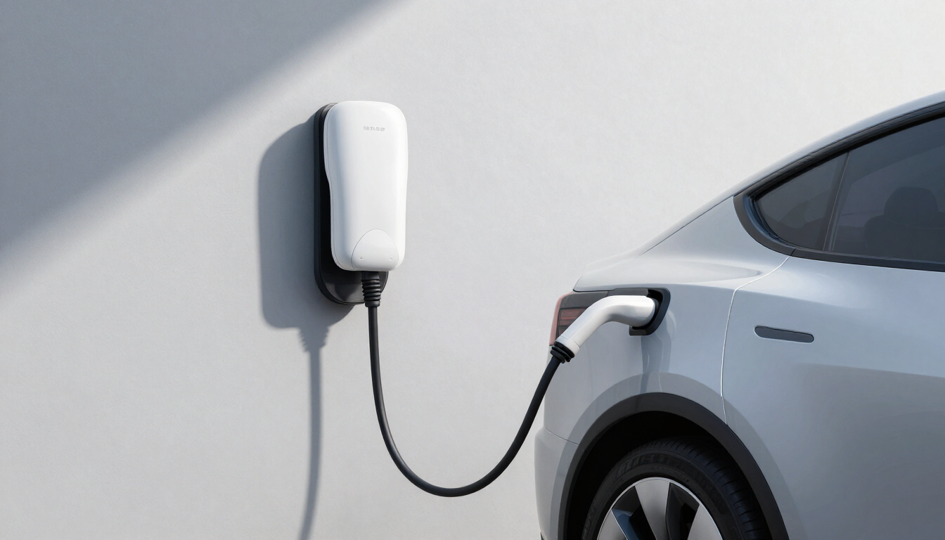 Cargador inteligente V2C instalado en parking moderno