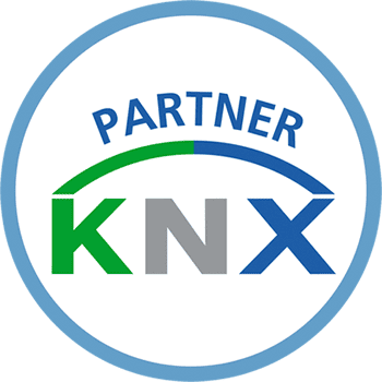 Logotipo de KNX Partner: anillo azul, texto