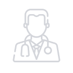 Desenho de uma pessoa vestindo um jaleco e um estetoscópio, representando um médico.