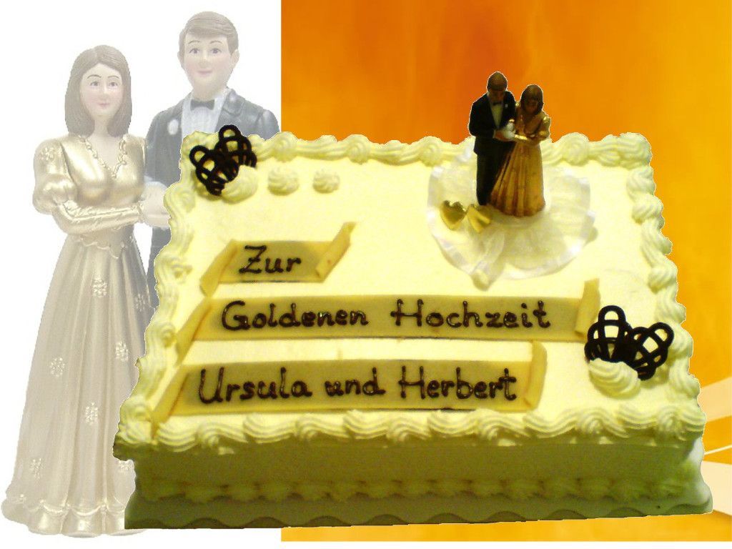 Vierecktorte zur goldenen Hochzeit