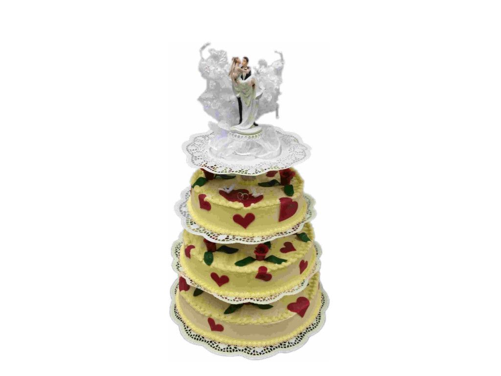 Hochzeitstorte, 3-stöckig
auf Gestell 