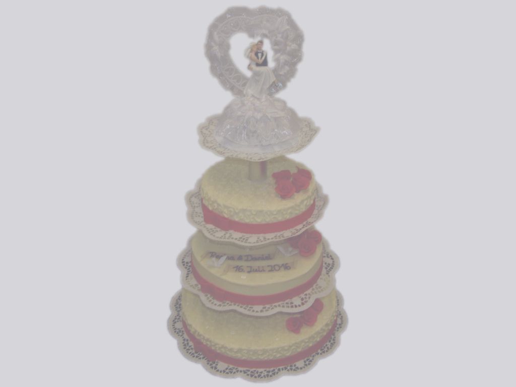 Hochzeitstorte, 3-stöckig, auf Gestell,