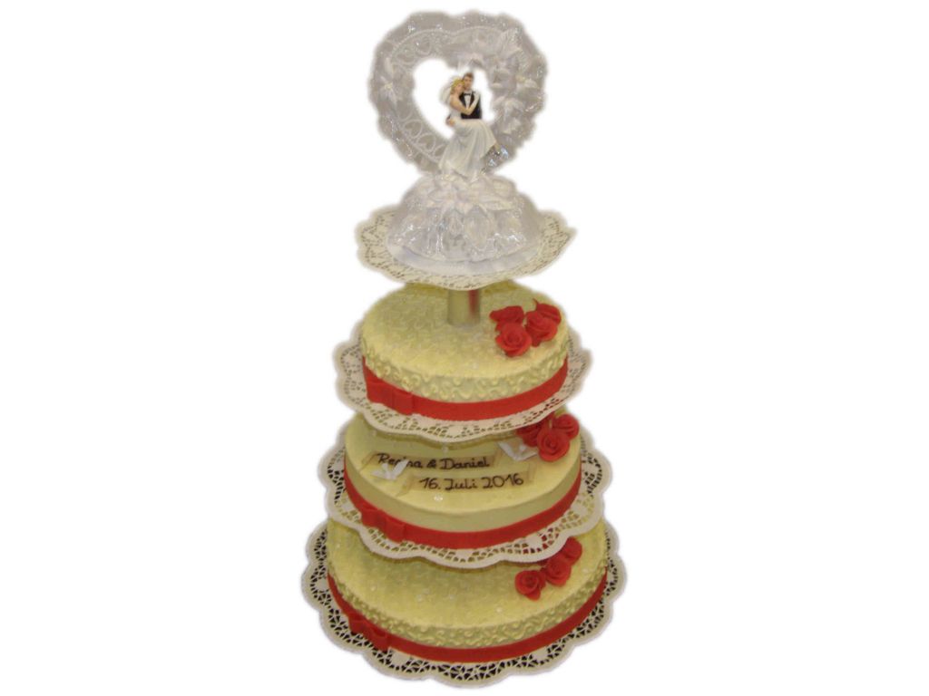 Hochzeitstorte, 3-stöckig
auf Gestell