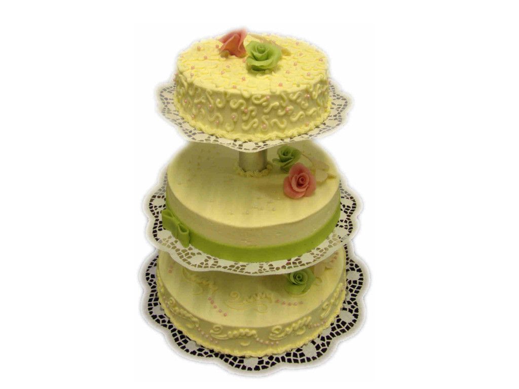 Hochzeitstorte, 3-stöckig
auf Gestell 