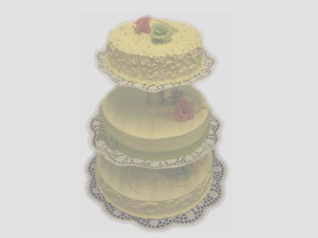 Hochzeitstorte, 3-stöckig, auf Gestell,
