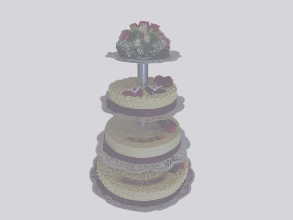 Hochzeitstorte, 3-stöckig, auf Gestell,