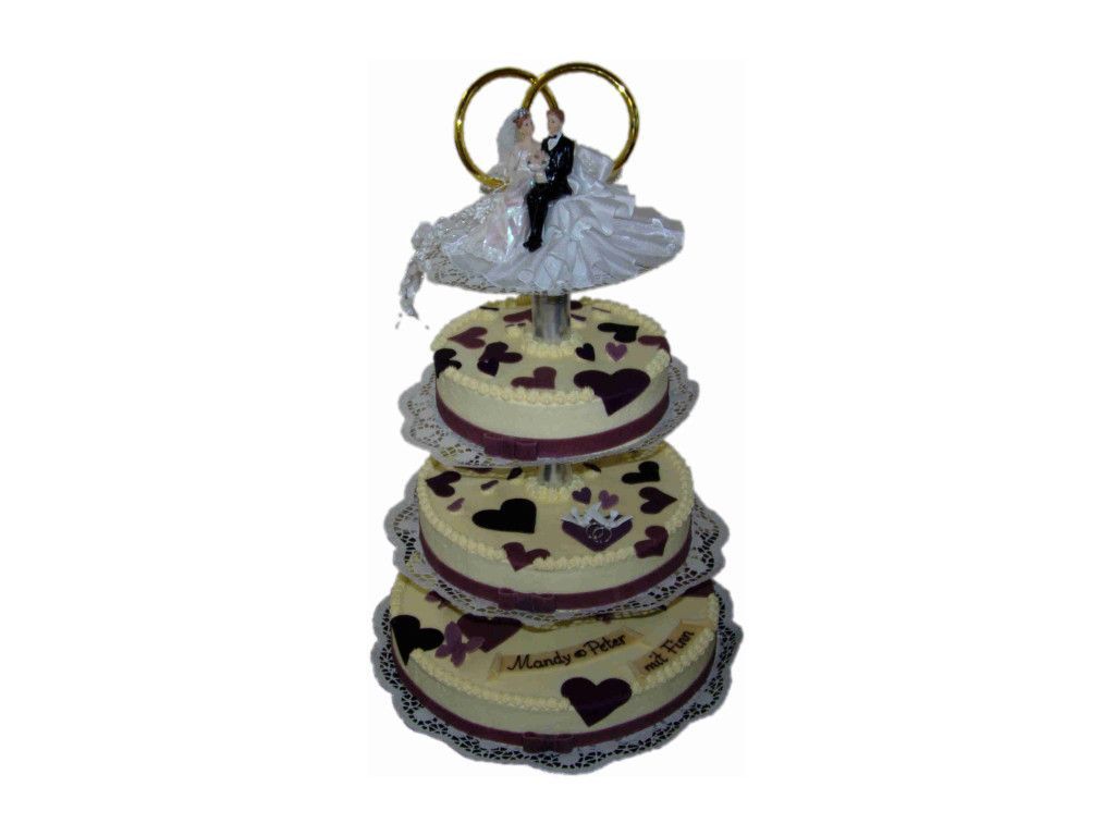Hochzeitstorte, 3-stöckig
auf Gestell 