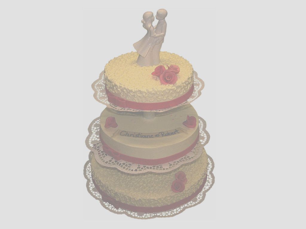 Hochzeitstorte, 3-stöckig, auf Gestell,