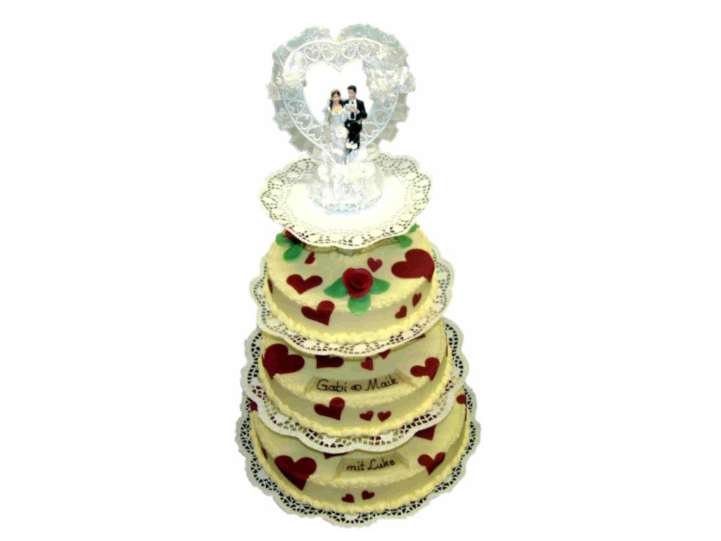 Hochzeitstorte, 3-stöckig
auf Gestell