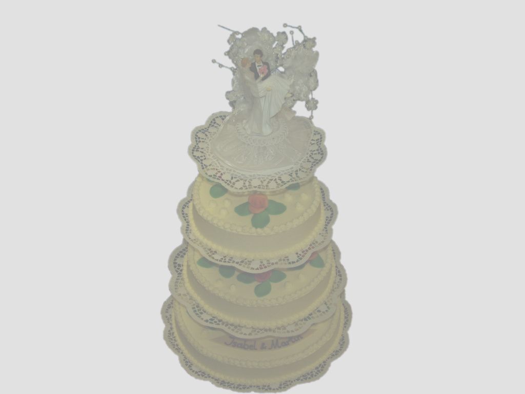 Hochzeitstorte, 3-stöckig, auf Gestell,