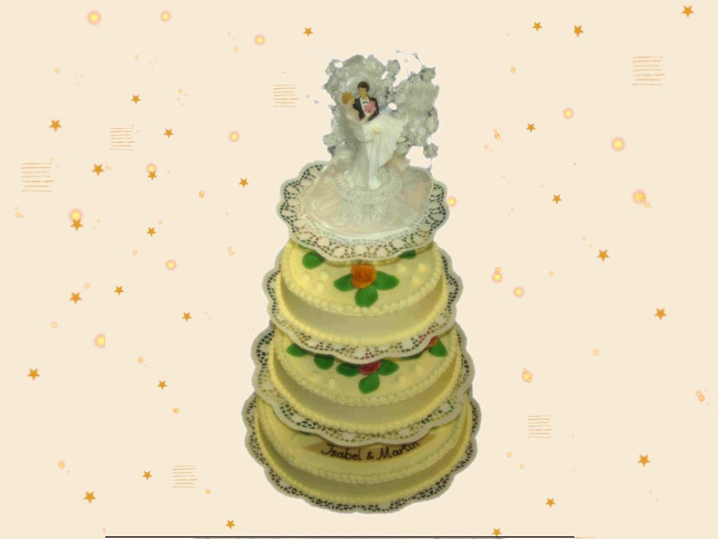 Hochzeitstorte, 3-stöckig
auf Gestell 