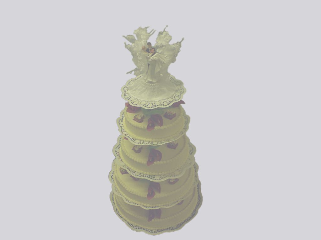 Hochzeitstorte, 4-stöckig, auf Gestell,