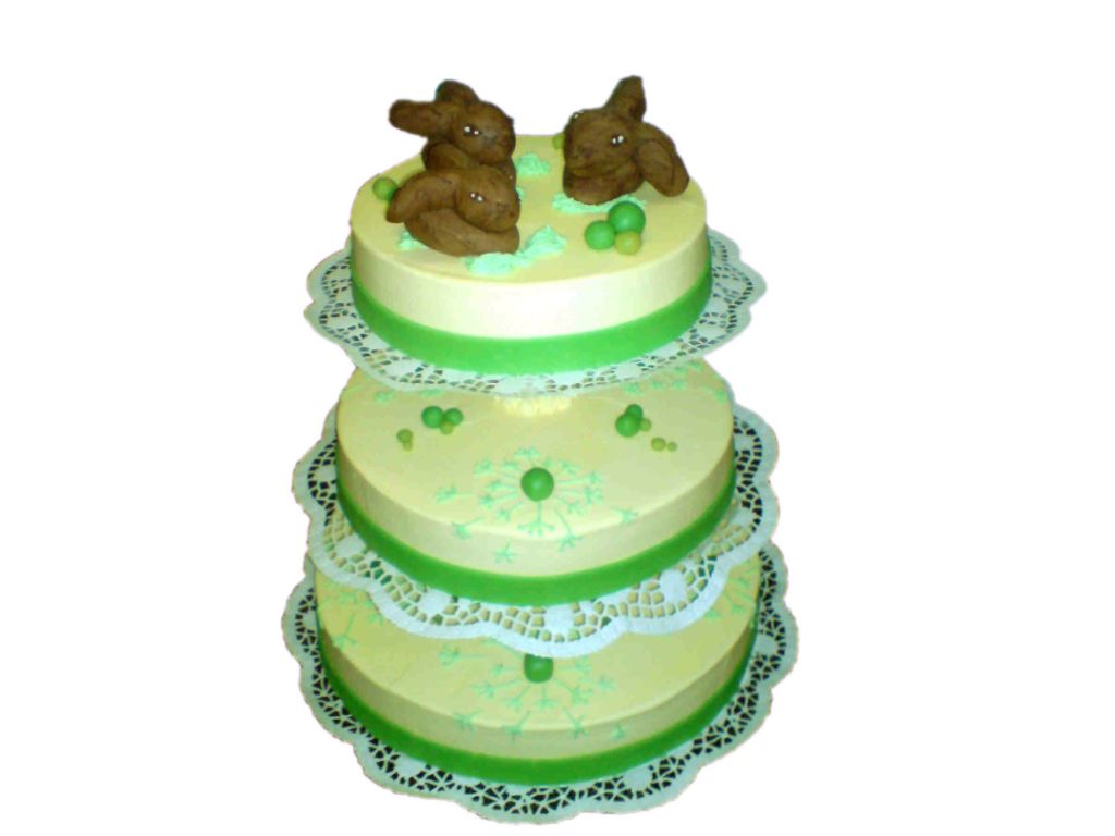 Hochzeitstorte, 3-stöckig
auf Gestell 
