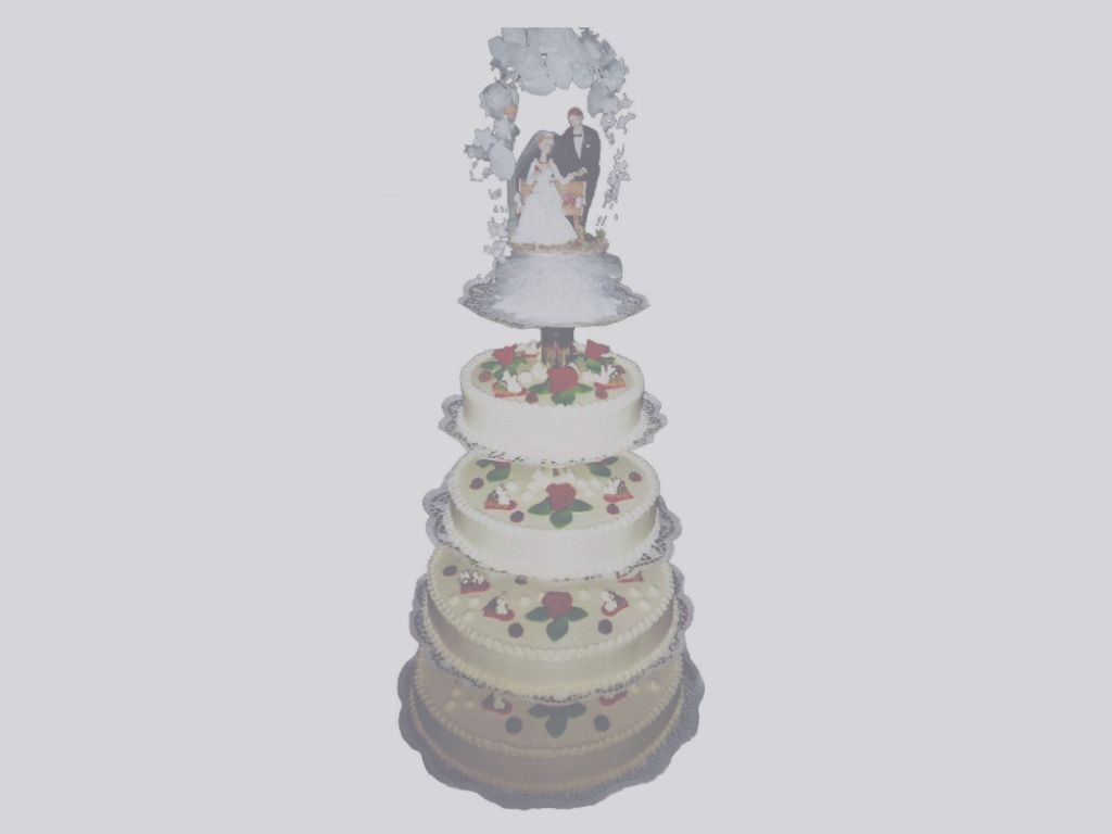 Hochzeitstorte, 4-stöckig, auf Gestell,