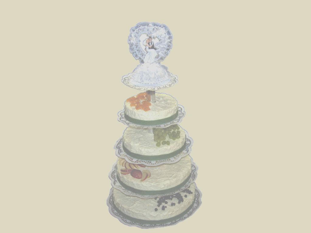 Hochzeitstorte, 4-stöckig, auf Gestell,