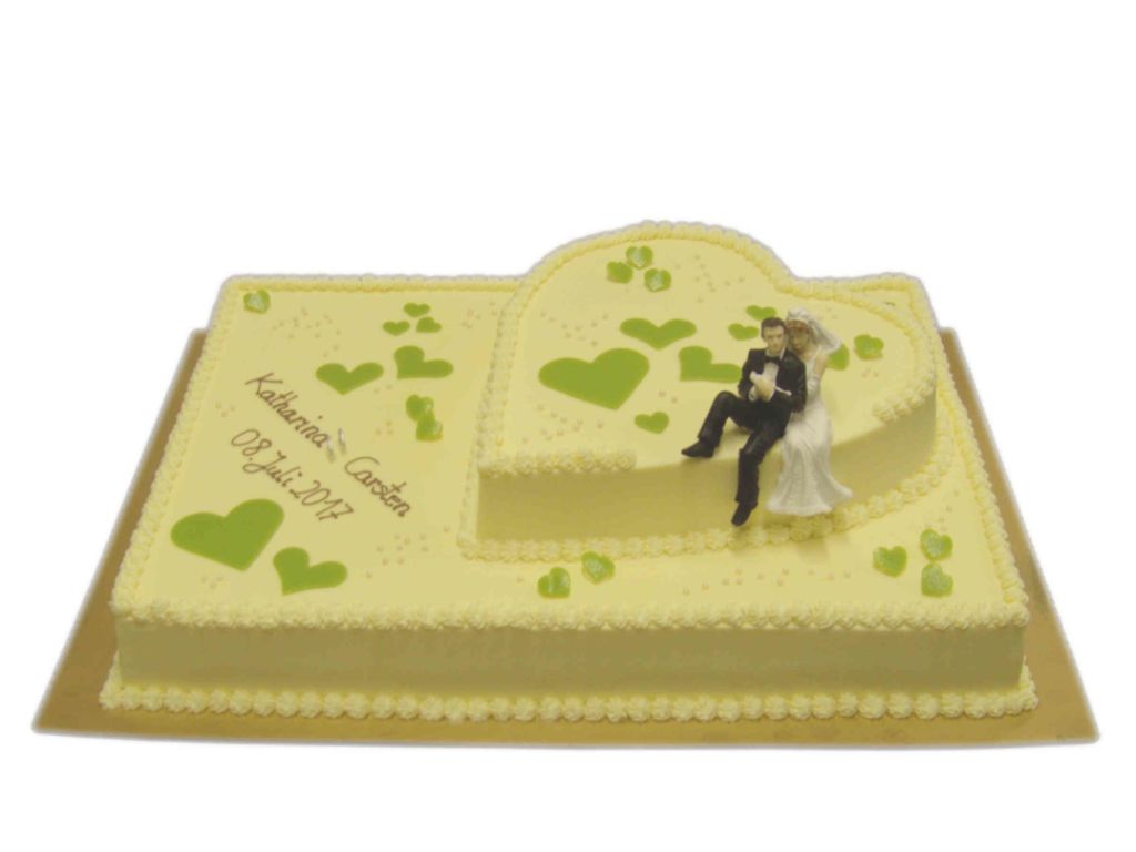 Vierecktorte mit Herz zur Hochzeit