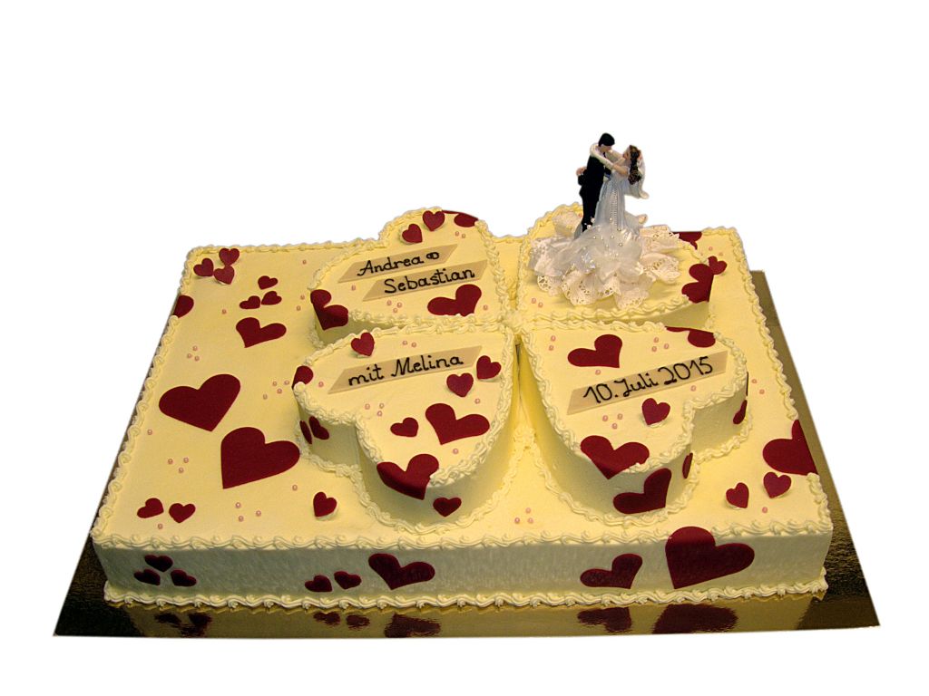 Vierecktorte mit Kleeblatt zur Hochzeit