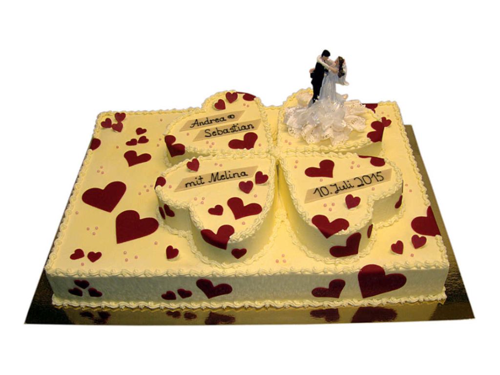 Vierecktorte mit KLeeblatt zur Hochzeit