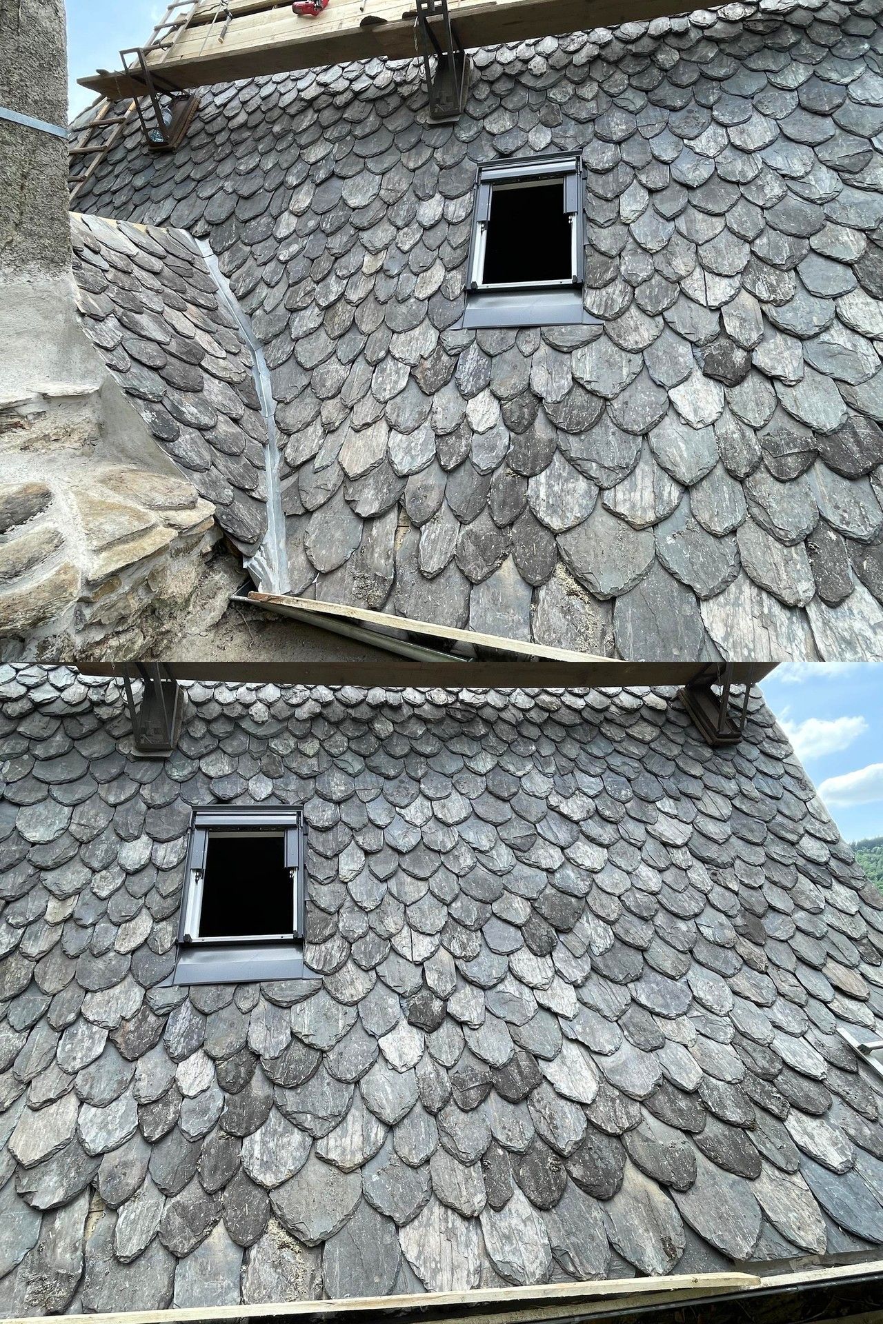 Un toit avec un velux